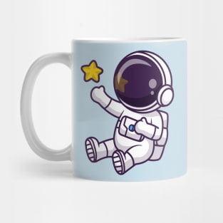 Cute Astronaut Sitting With Star Cartoon Mug